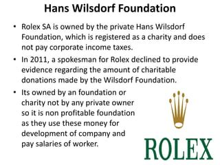 is rolex owned by a charity|rolex org.